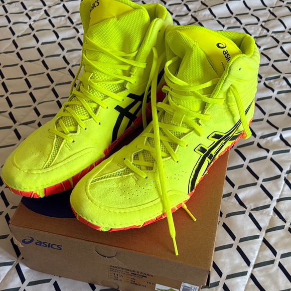 Asics Aggressor 5 Paris Wrestling Shoes safety yellow/ black - Picture 4 of 6
